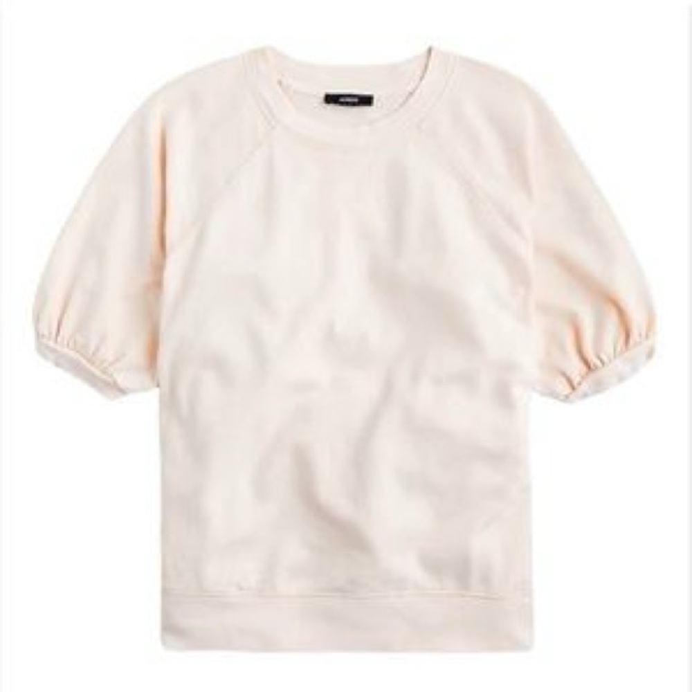 J.Crew women’s puff sleeve Terry sweatshirt cream size M reglan fit